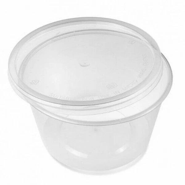 16oz/450ml Round Clear Plastic Microwave Containers and Lids - 250Pc/box