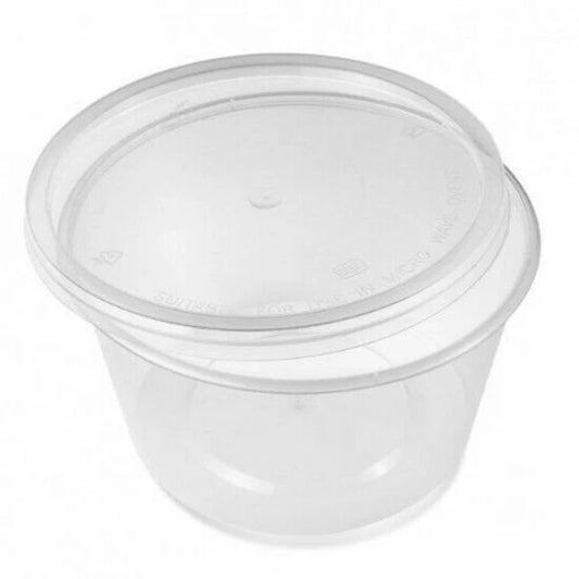 16oz/450ml Round Clear Plastic Microwave Containers and Lids - 250Pc/box