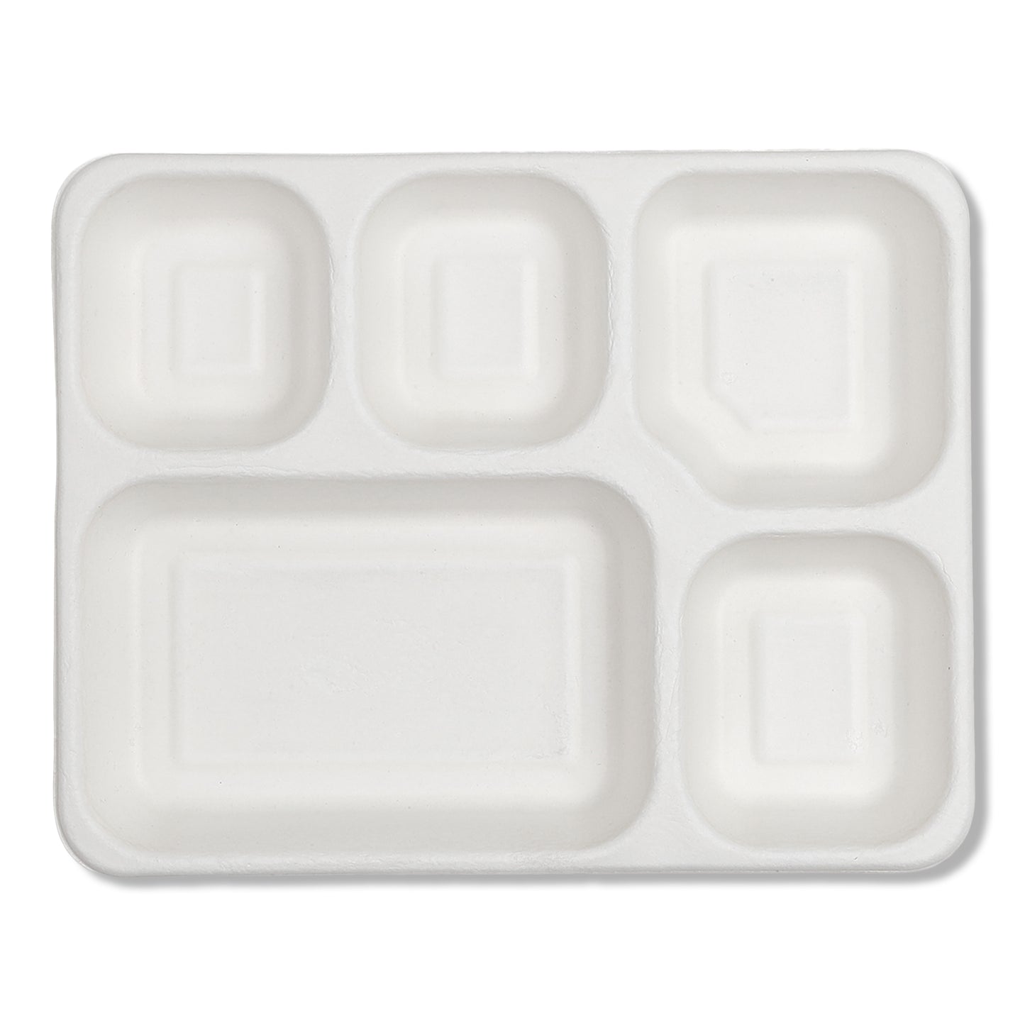 Bagasse 5 Compartment Meal Tray - 50pcs/pack - 500pcs/box