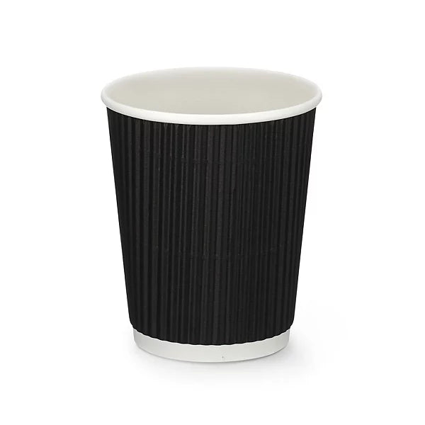 8oz Black Double Wall Ripple Coffee Cup - 500pcs/box