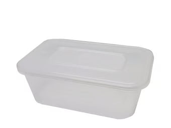1000ml Heavy Duty Plastic Rectangular Containers - 1000cc - Clear - Includes Lid - Pack of 250