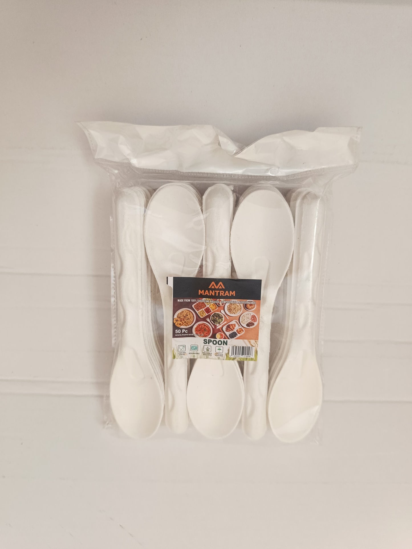 Pack of white Bagasse spoons
