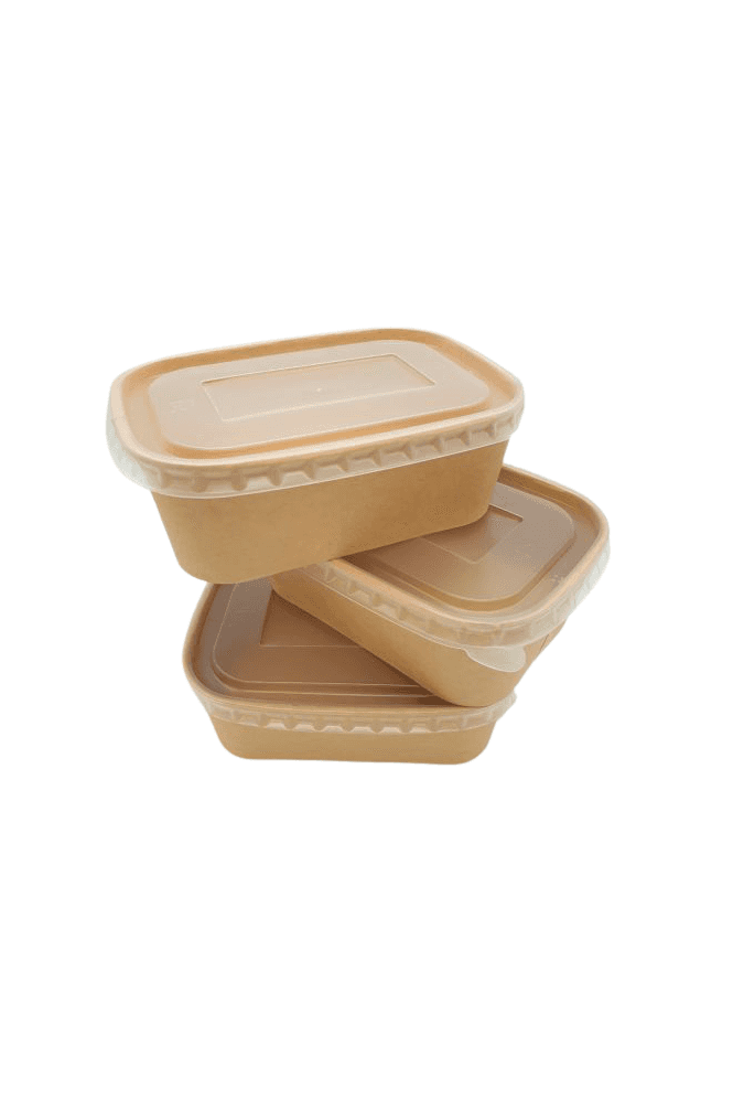 500ml Rectangular Kraft Deli Containers and Lids - 300pcs/box