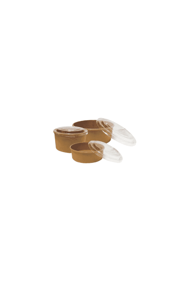 1000ml Round Kraft Deli Containers and Lids - 300pcs/box