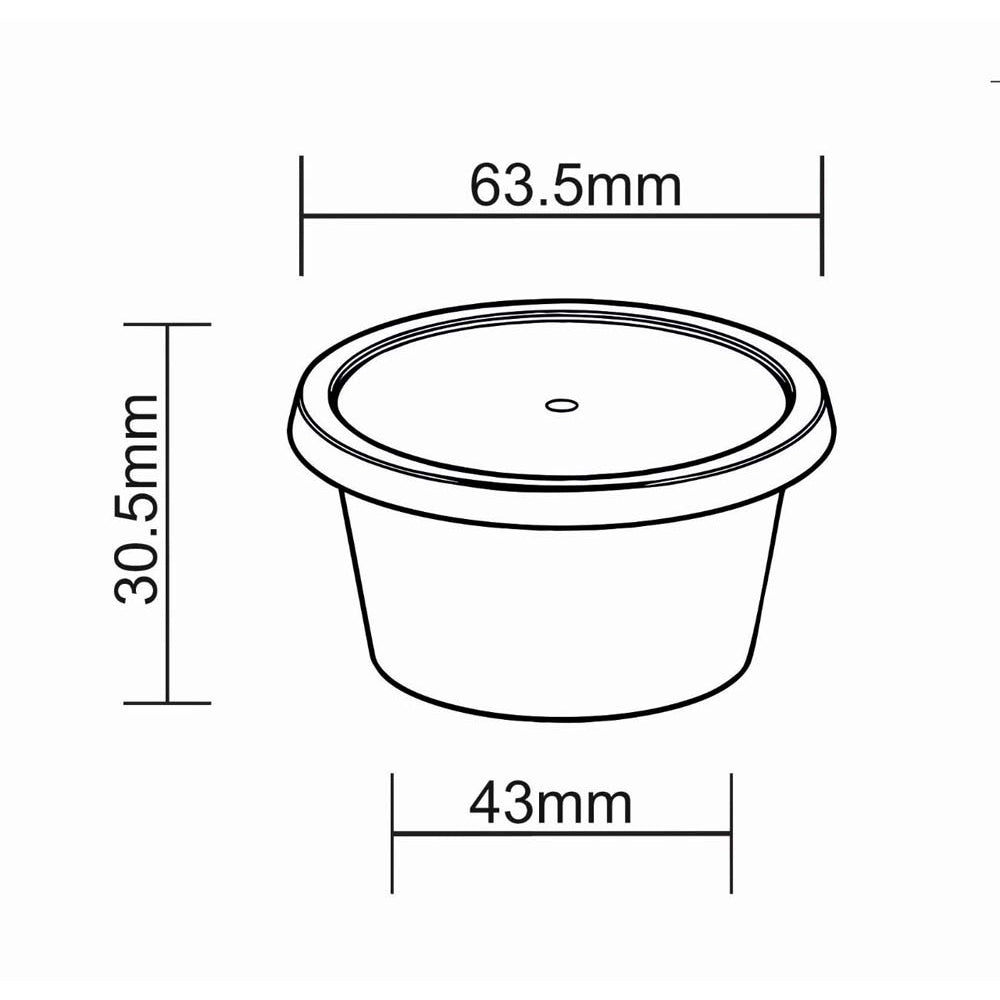 2oz Round Plastic Pots and Lids (60 ml) - 1000Pc/box