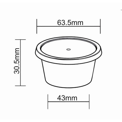 2oz Round Plastic Pots and Lids (60 ml) - 1000Pc/box