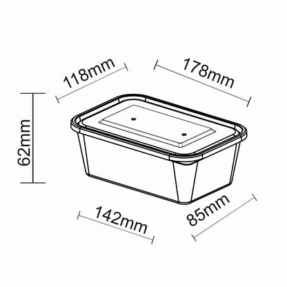 750ml Microwaveable Containers with Lids - 250 Pc/box