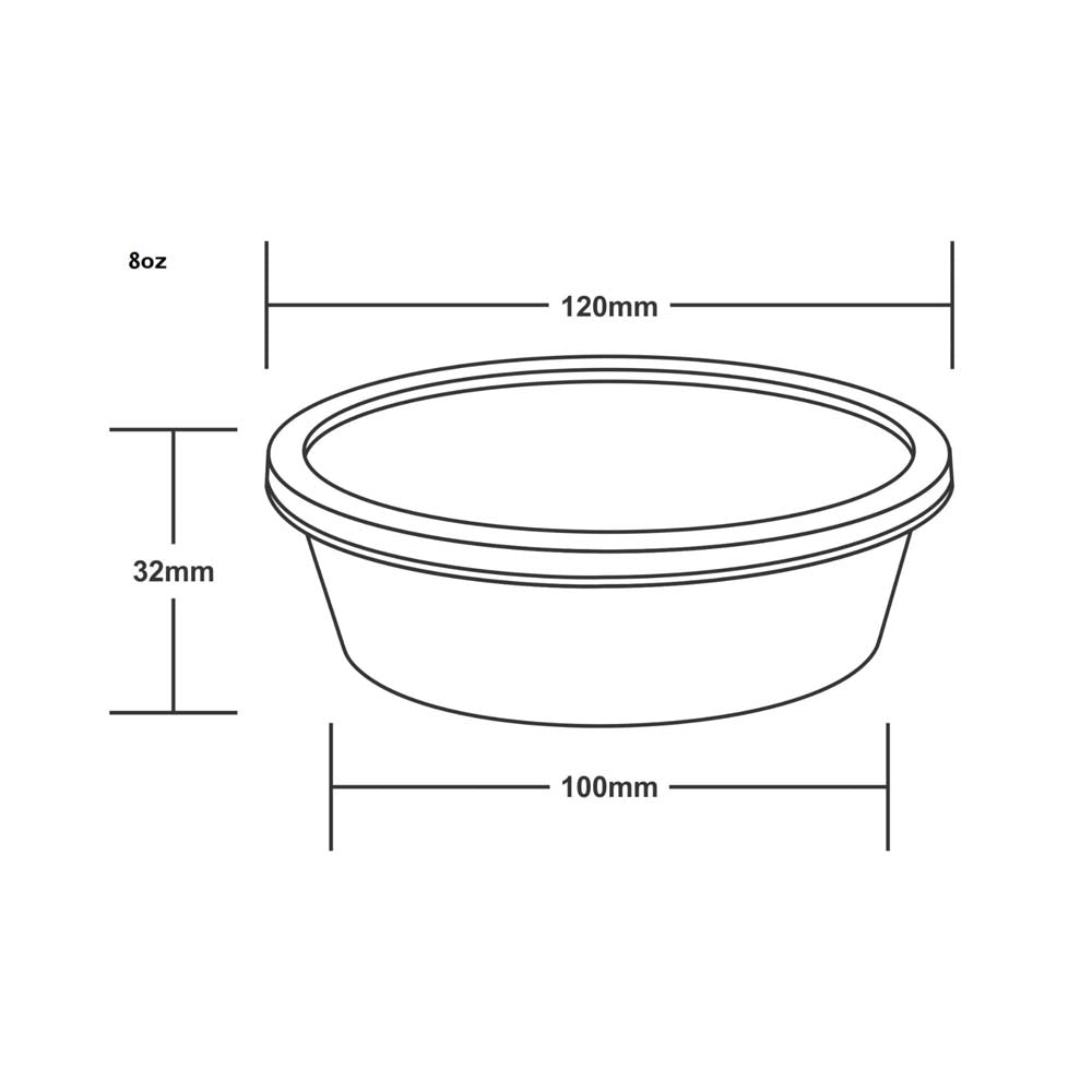 8oz Round Plastic Pots and Lids (240 ml) - 250/box