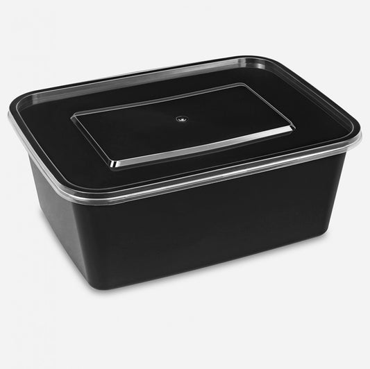 1000ml Plastic Microwaveable Containers & Lids - 250 Pc/box