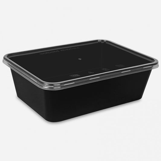 500ml Plastic Microwaveable Containers & Lids - 250 Pc/box