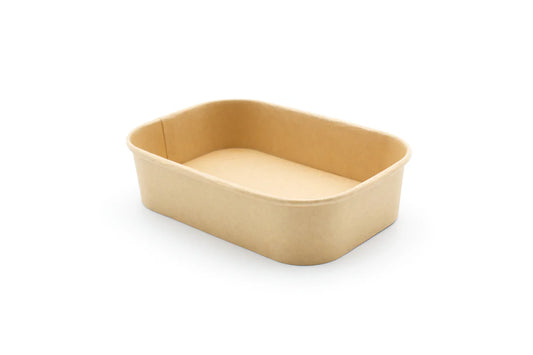 500ml Rectangular Kraft Deli Containers and Lids - 300pcs/box