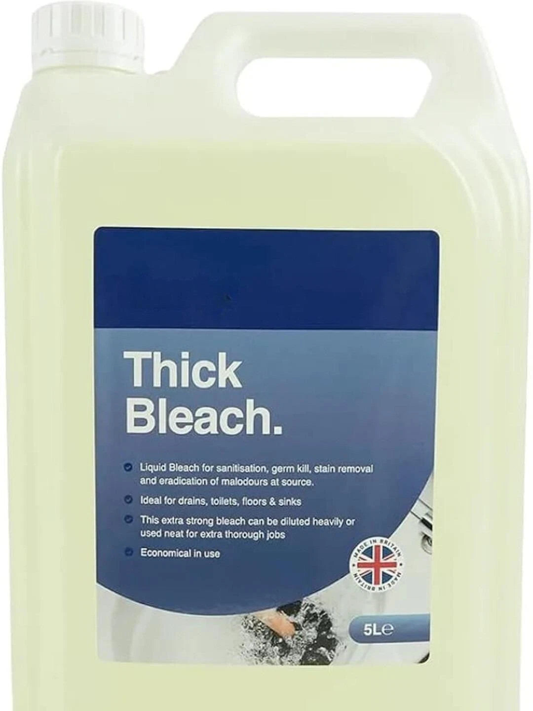 Clearly Thick Bleach, 5L, Extra Strong Toilet Bleach Liquid for Sanitisation and Disinfection