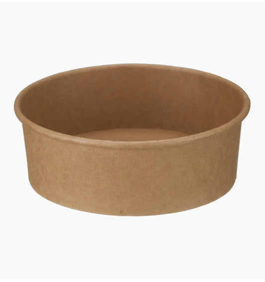 1000ml Round Kraft Deli Containers and Lids - 300pcs/box