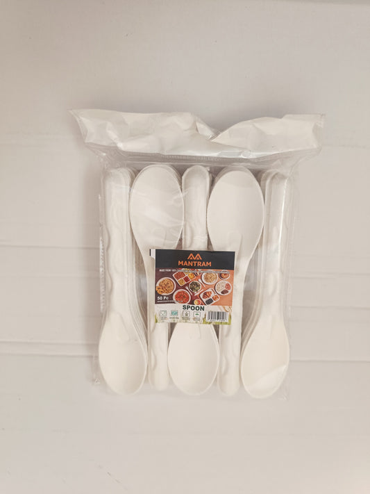 Pack of white Bagasse spoons