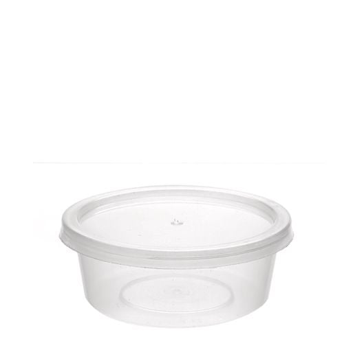 8oz/250ml Plastic Round Containers and Lids - 250/box